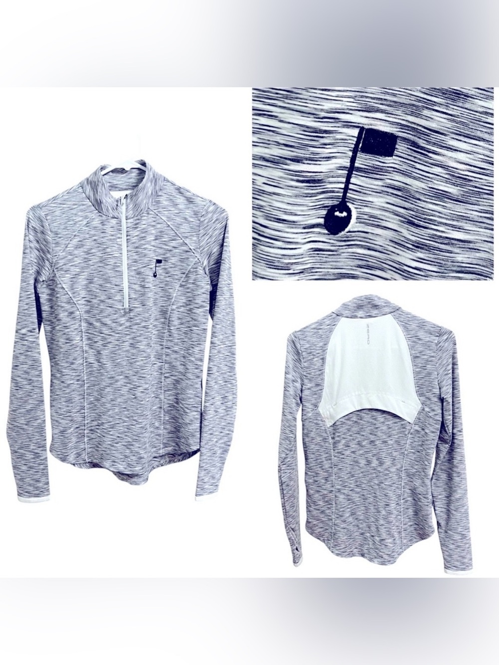 ZERO RESTRICTION WOMENS GREY SHAE ZIP MOCK GOLF EMBROIDERED PULLOVER X-SMALL